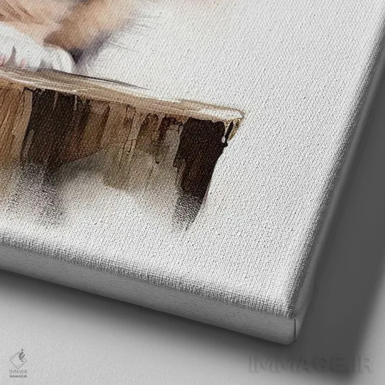 تابلو دکوراتیو توله استرالیایی شپرد اثر جین ریکس - نمای نزدیک بافت بوم