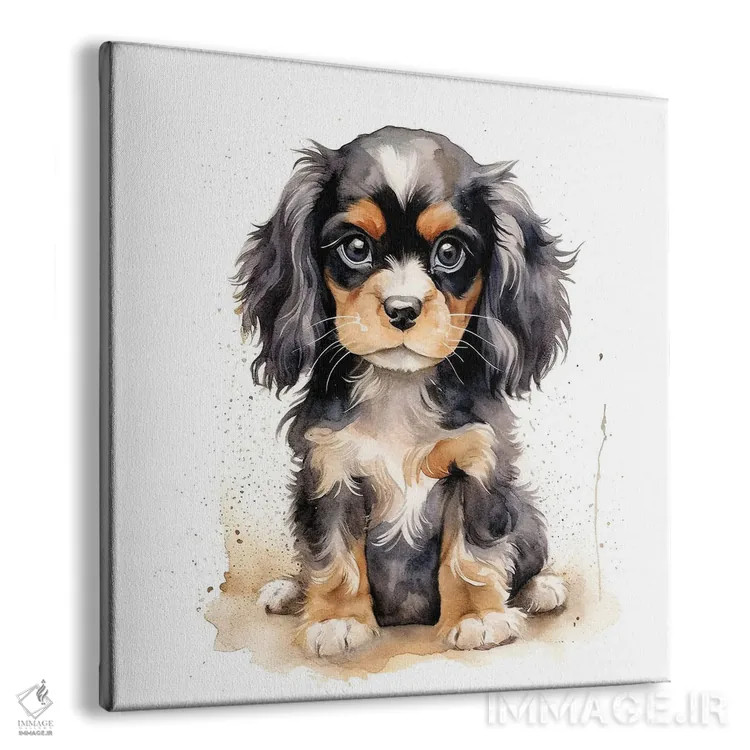 تابلو دکوراتیو توله کاولیر سیاه و قهوه ای اثر جین ریکس - نمای پرسپکتیو محصول