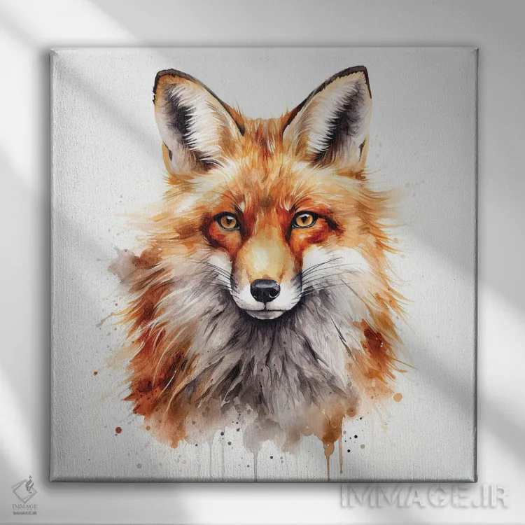 تابلو دکوراتیو پرتره روباه قرمز اثر جین ریکس - نمای روبهرو روی دیوار