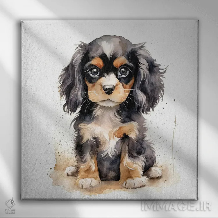 تابلو دکوراتیو توله کاولیر سیاه و قهوه ای اثر جین ریکس - نمای روبهرو روی دیوار