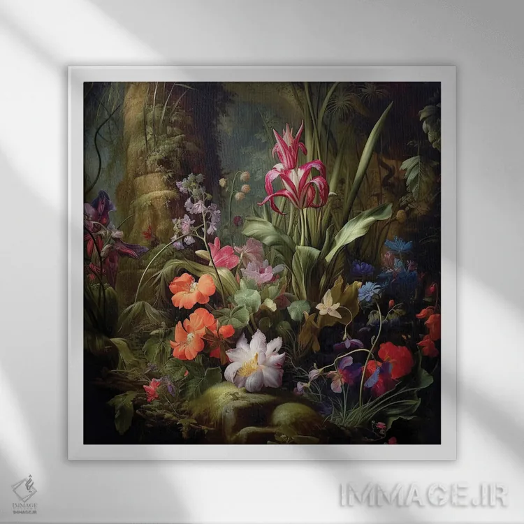 تابلو دکوراتیو باغ مخفی اثر جین ریکس - نمای قابدار سفید