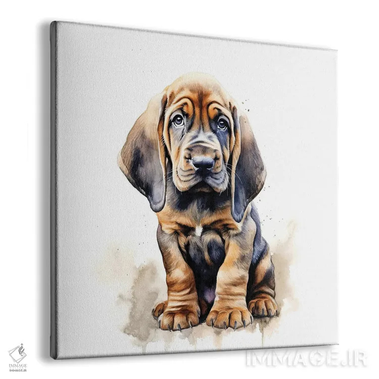 تابلو دکوراتیو سگ تازی خونی با آبرنگ اثر جین ریکس - نمای پرسپکتیو محصول