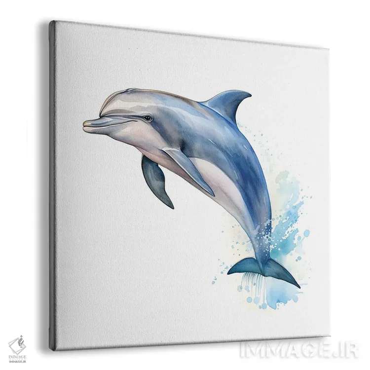 تابلو دکوراتیو دلفین بینی بطری با آبرنگ اثر جین ریکس - نمای پرسپکتیو محصول