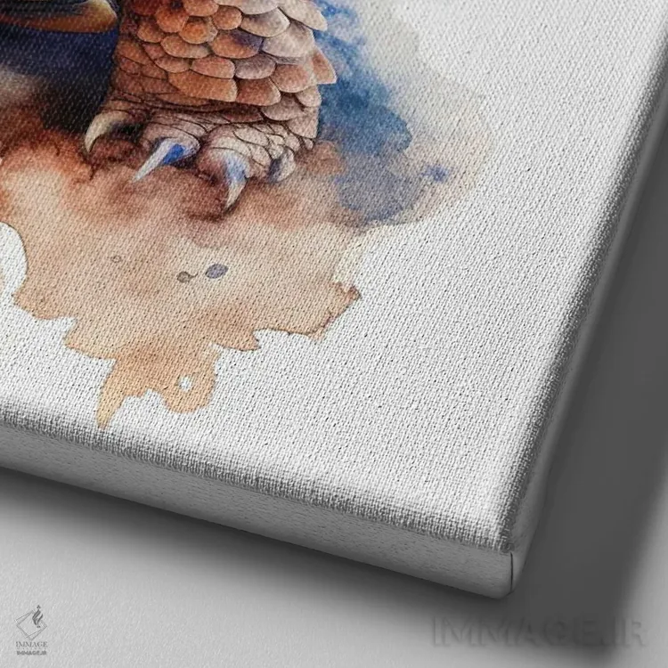 تابلو دکوراتیو لاک پشت با آبرنگ اثر جین ریکس - نمای نزدیک بافت بوم