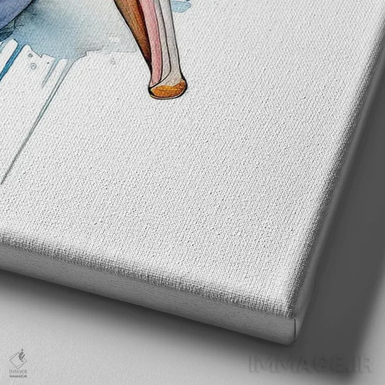 تابلو دکوراتیو پلیکان با آبرنگ اثر جین ریکس - نمای نزدیک بافت بوم