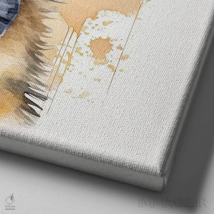 تابلو دکوراتیو چی واوا با عینک و پاپیون اثر جین ریکس - نمای نزدیک بافت بوم