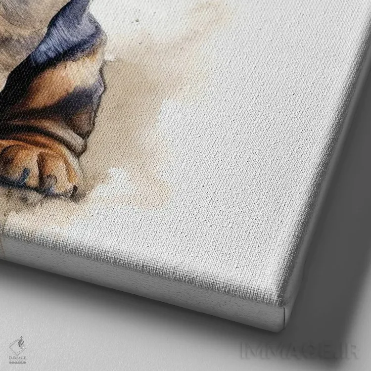 تابلو دکوراتیو سگ تازی خونی با آبرنگ اثر جین ریکس - نمای نزدیک بافت بوم