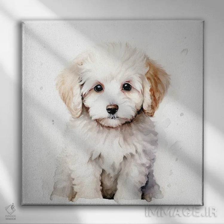 تابلو دکوراتیو بیچون فریز با آبرنگ اثر جین ریکس - نمای روبهرو روی دیوار