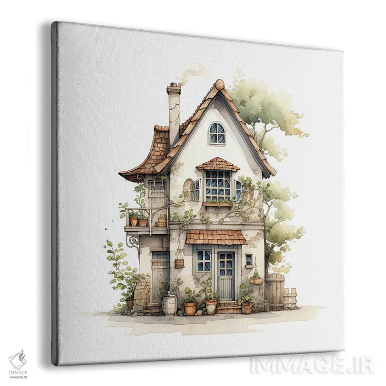 تابلو دکوراتیو کلبه با آبرنگ اثر جین ریکس - نمای پرسپکتیو محصول