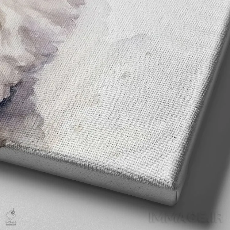 تابلو دکوراتیو بیچون فریز با آبرنگ اثر جین ریکس - نمای نزدیک بافت بوم