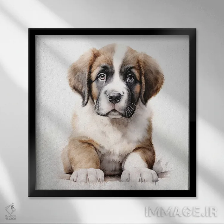 تابلو دکوراتیو پرتره سن برنارد اثر جین ریکس - نمای قابدار مشکی