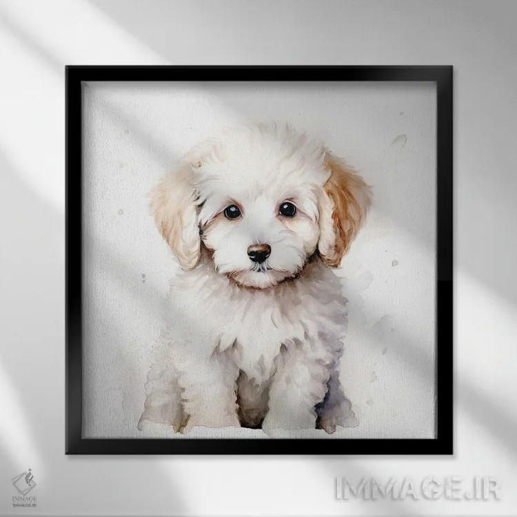 تابلو دکوراتیو بیچون فریز با آبرنگ اثر جین ریکس - نمای قابدار مشکی