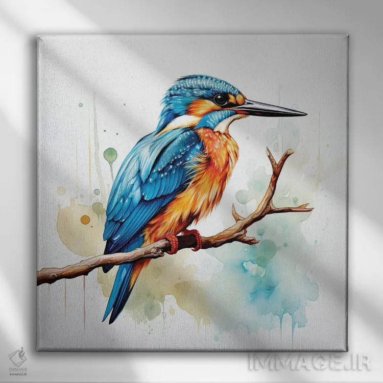 تابلو دکوراتیو صیاد با آبرنگ اثر جین ریکس - نمای روبهرو روی دیوار