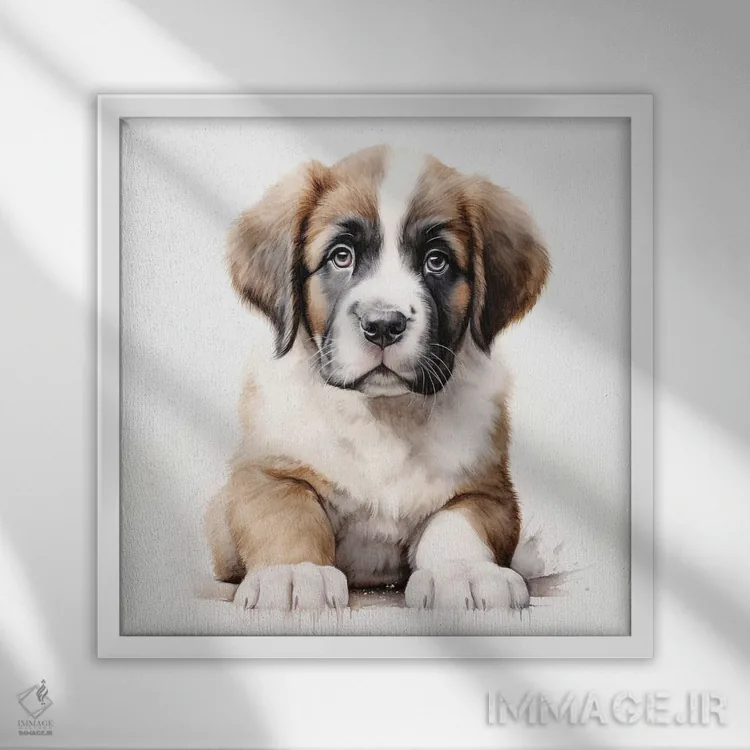 تابلو دکوراتیو پرتره سن برنارد اثر جین ریکس - نمای قابدار سفید