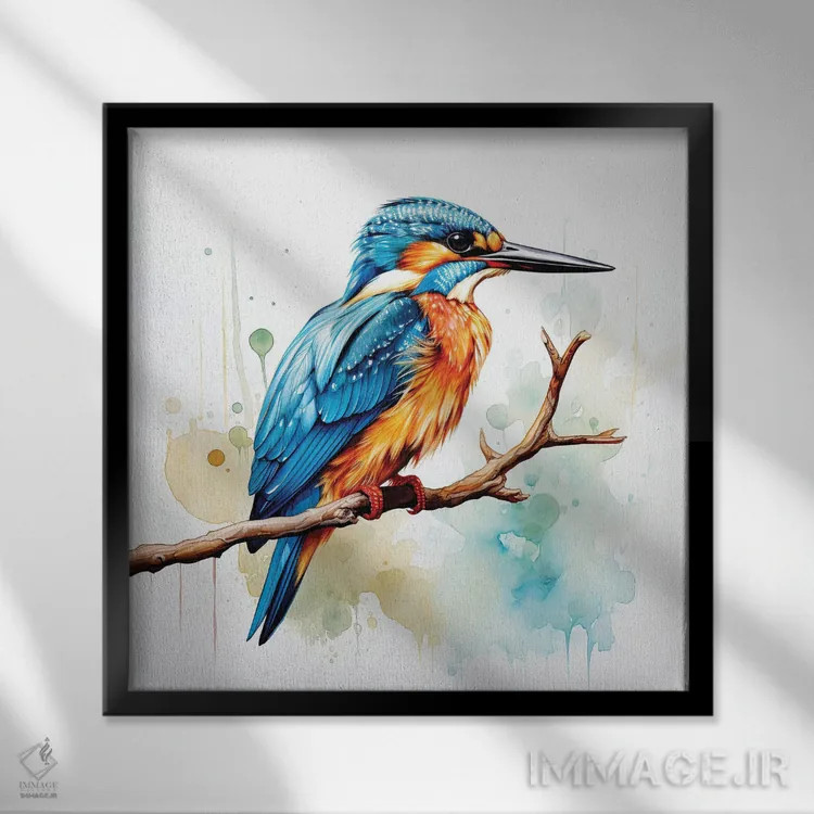 تابلو دکوراتیو صیاد با آبرنگ اثر جین ریکس - نمای قابدار مشکی