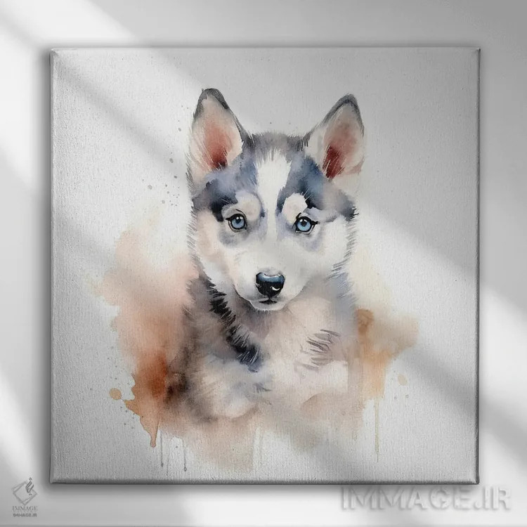 تابلو دکوراتیو پرتره هاسکی اثر جین ریکس - نمای روبهرو روی دیوار