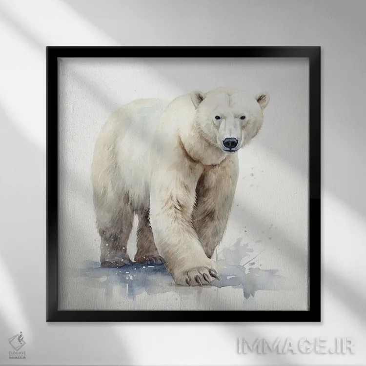تابلو دکوراتیو خرس قطبی اثر جین ریکس - نمای قابدار مشکی