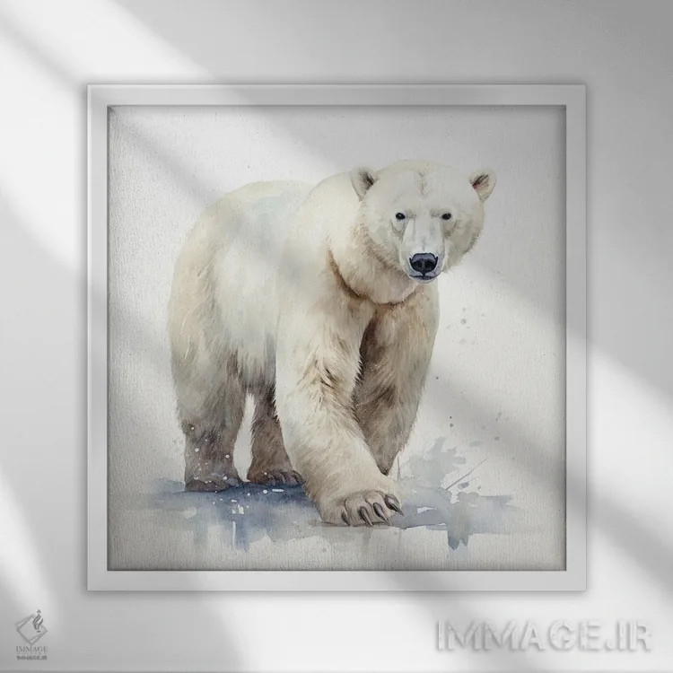 تابلو دکوراتیو خرس قطبی اثر جین ریکس - نمای قابدار سفید