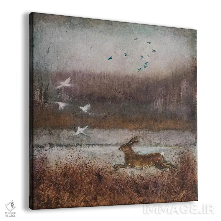 تابلو دکوراتیو خرگوش طلایی اثر جو رام - نمای پرسپکتیو محصول