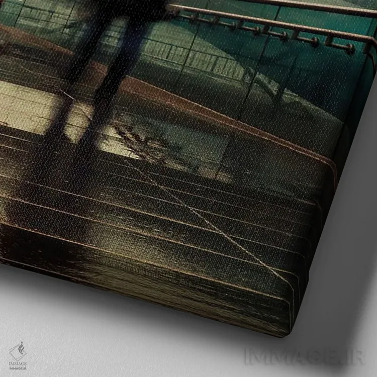 تابلو دکوراتیو London,کلیسای جامع سنت پل زیر باران اثر جین ریکس - نمای نزدیک بافت بوم