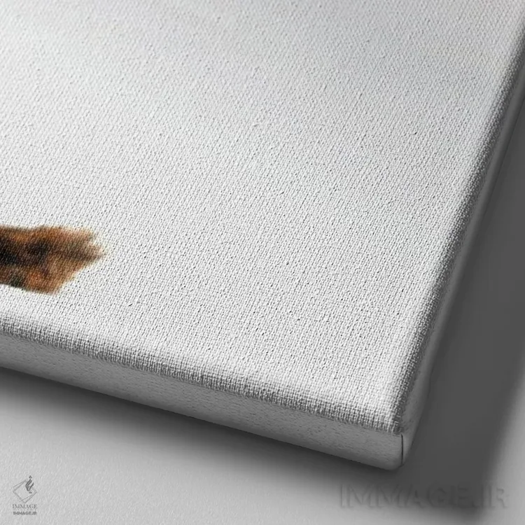 تابلو دکوراتیو اسپانیل کاوالیر کینگ چارلز با پس زمینه برف در حال بارش اثر جین ریکس - نمای نزدیک بافت بوم