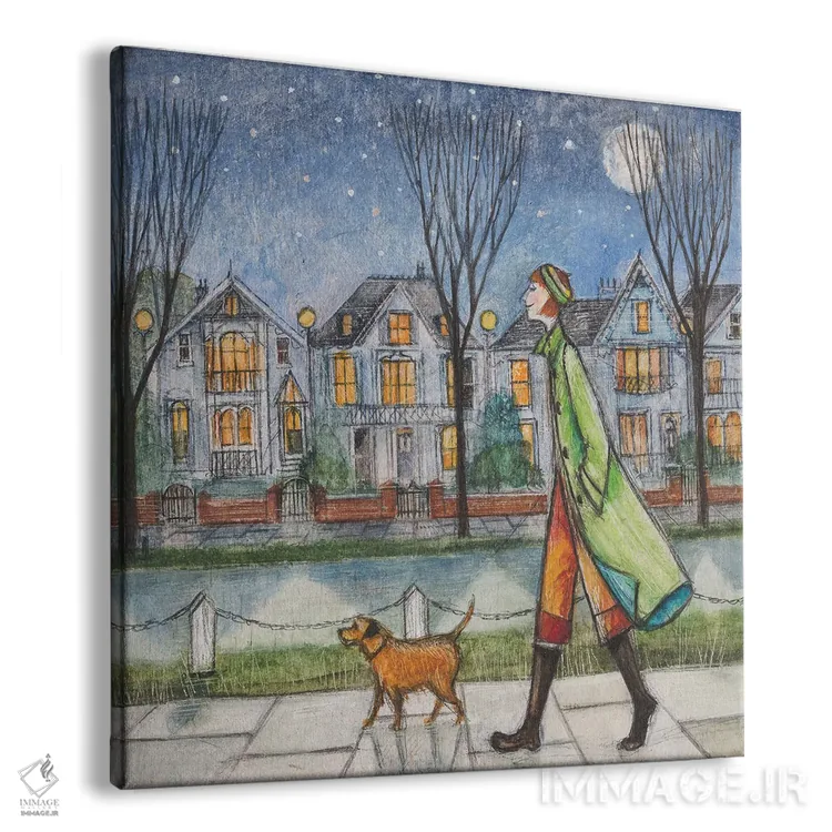 تابلو دکوراتیو قدم زدن زیر نور ماه اثر جو رام - نمای پرسپکتیو محصول