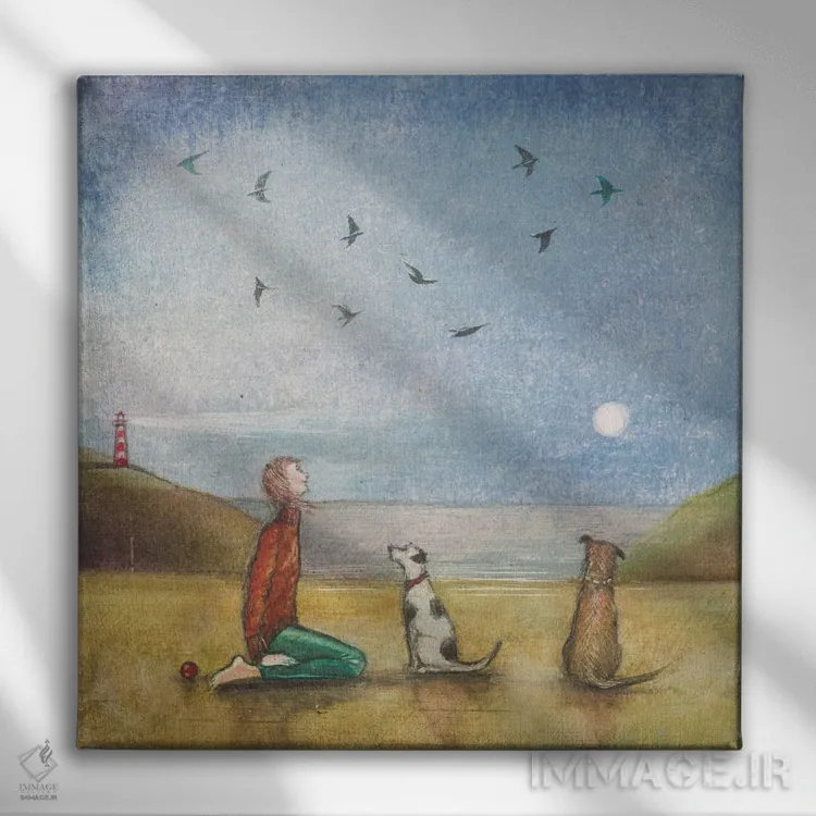 تابلو دکوراتیو ساحل ماه اثر جو رام - نمای روبهرو روی دیوار