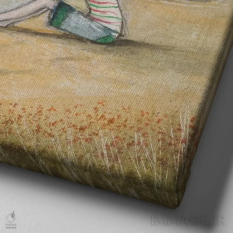 تابلو دکوراتیو شوخی و شیطنت اثر جو رام - نمای نزدیک بافت بوم