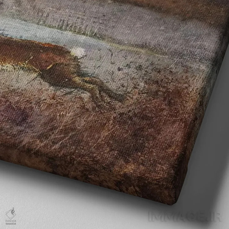 تابلو دکوراتیو خرگوش طلایی اثر جو رام - نمای نزدیک بافت بوم