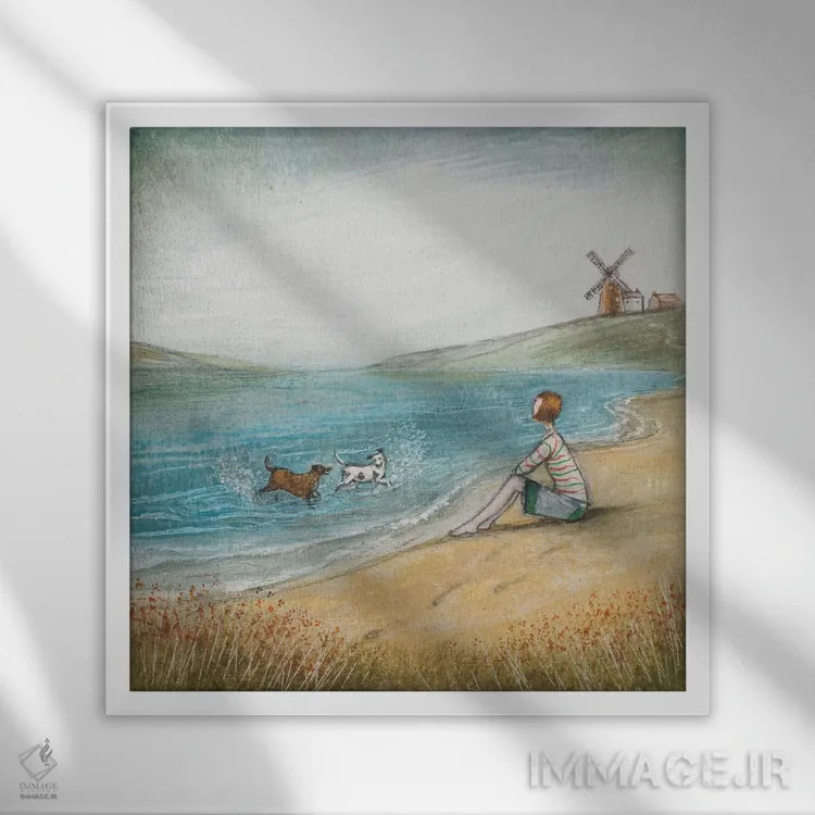 تابلو دکوراتیو شوخی و شیطنت اثر جو رام - نمای قابدار سفید