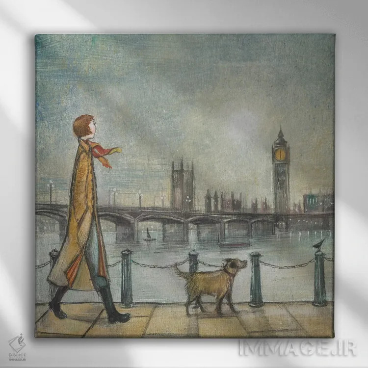 تابلو دکوراتیو رودخانه قدیمی اثر جو رام - نمای روبهرو روی دیوار