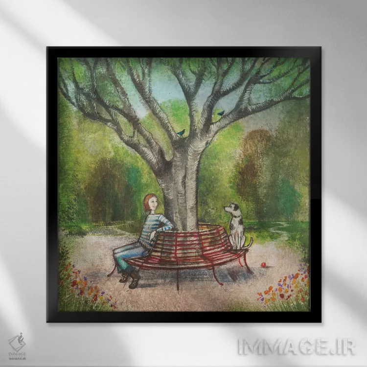 تابلو دکوراتیو گفتگوی غیرمستقیم اثر جو رام - نمای قابدار مشکی