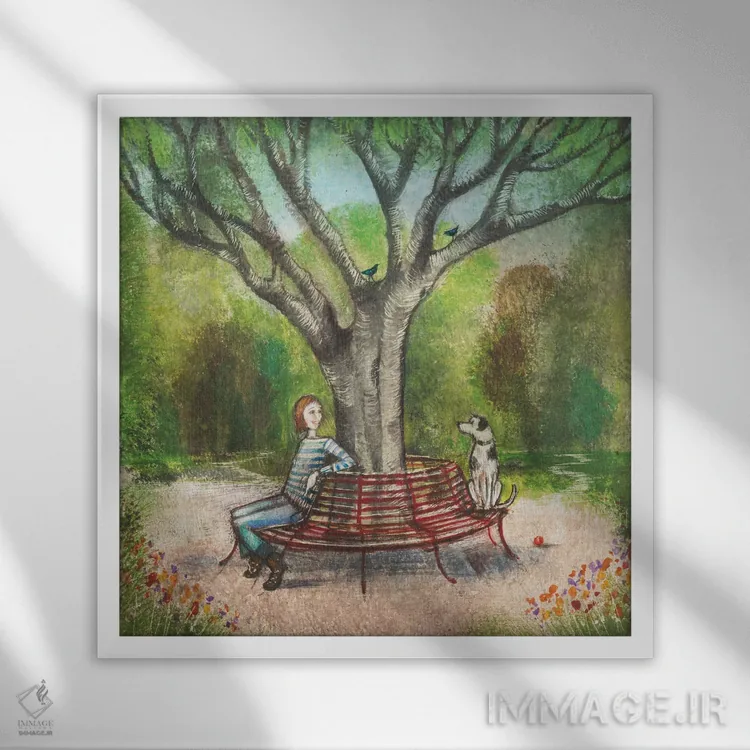 تابلو دکوراتیو گفتگوی غیرمستقیم اثر جو رام - نمای قابدار سفید