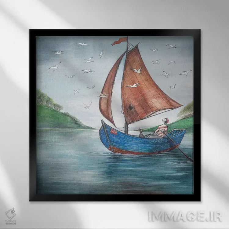 تابلو دکوراتیو نسیم دریا اثر جو رام - نمای قابدار مشکی