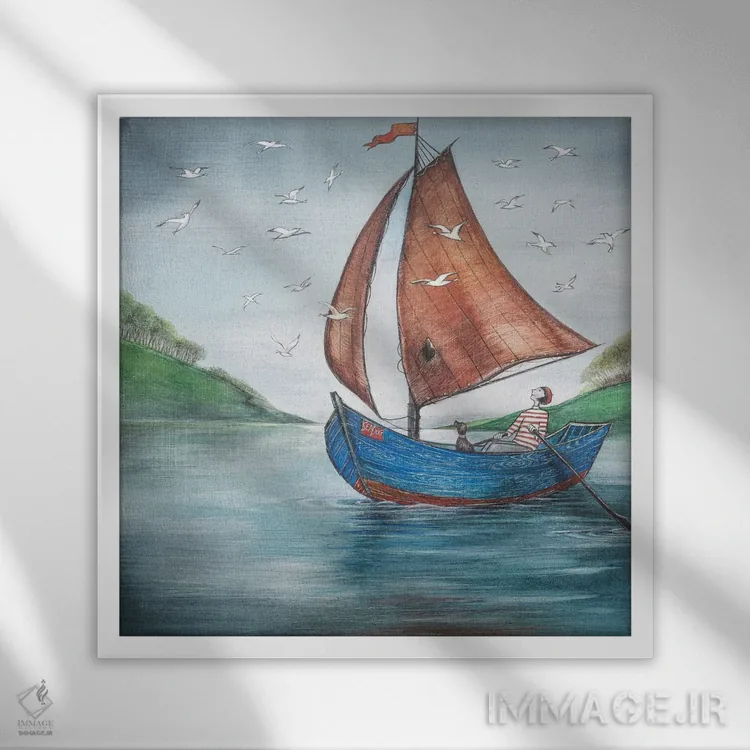 تابلو دکوراتیو نسیم دریا اثر جو رام - نمای قابدار سفید