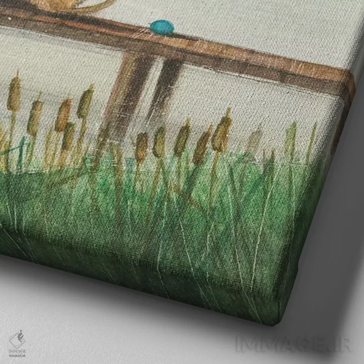 تابلو دکوراتیو هنر هم صحبتی اثر جو رام - نمای نزدیک بافت بوم