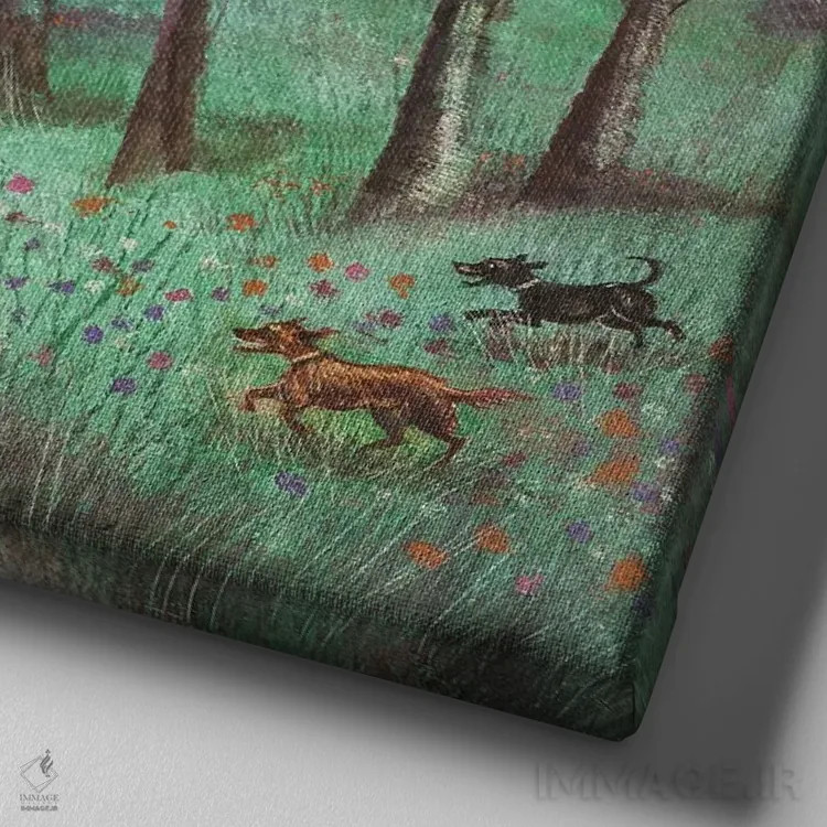 تابلو دکوراتیو شنا در روز یکشنبه اثر جو رام - نمای نزدیک بافت بوم