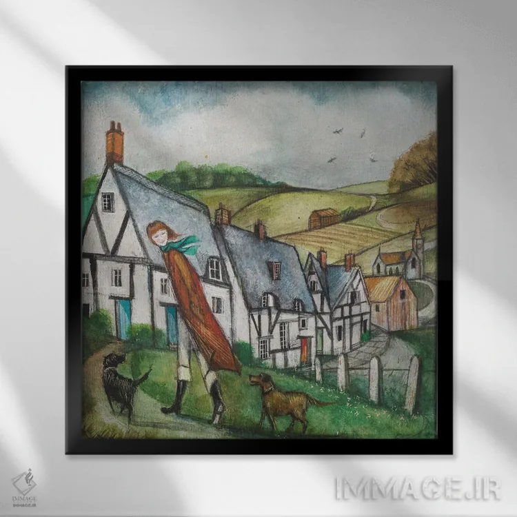 تابلو دکوراتیو پیاده روی یکشنبه اثر جو رام - نمای قابدار مشکی