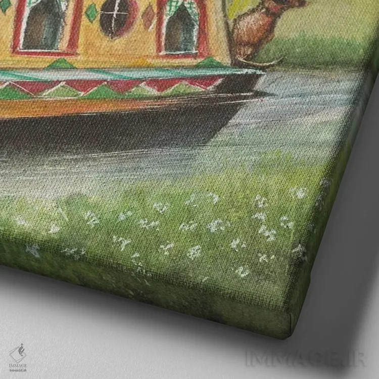 تابلو دکوراتیو دم جنبانک اثر جو رام - نمای نزدیک بافت بوم