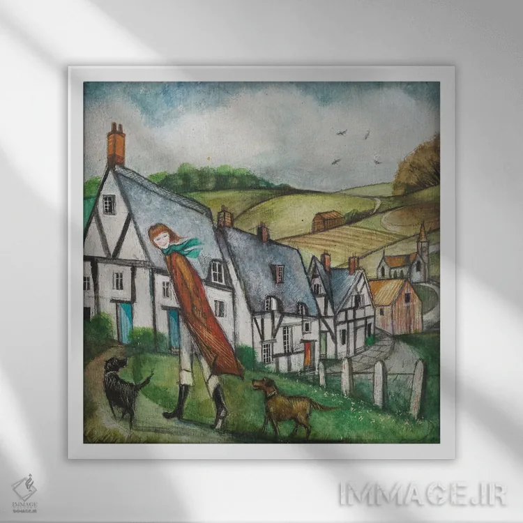 تابلو دکوراتیو پیاده روی یکشنبه اثر جو رام - نمای قابدار سفید