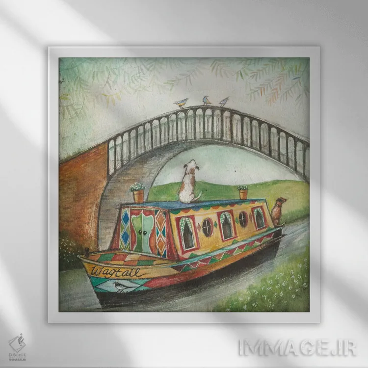 تابلو دکوراتیو دم جنبانک اثر جو رام - نمای قابدار سفید