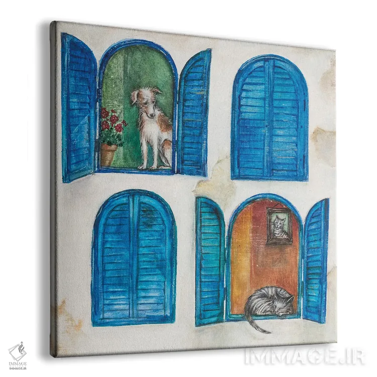 تابلو دکوراتیو چرت گربه ای اثر جو رام - نمای پرسپکتیو محصول