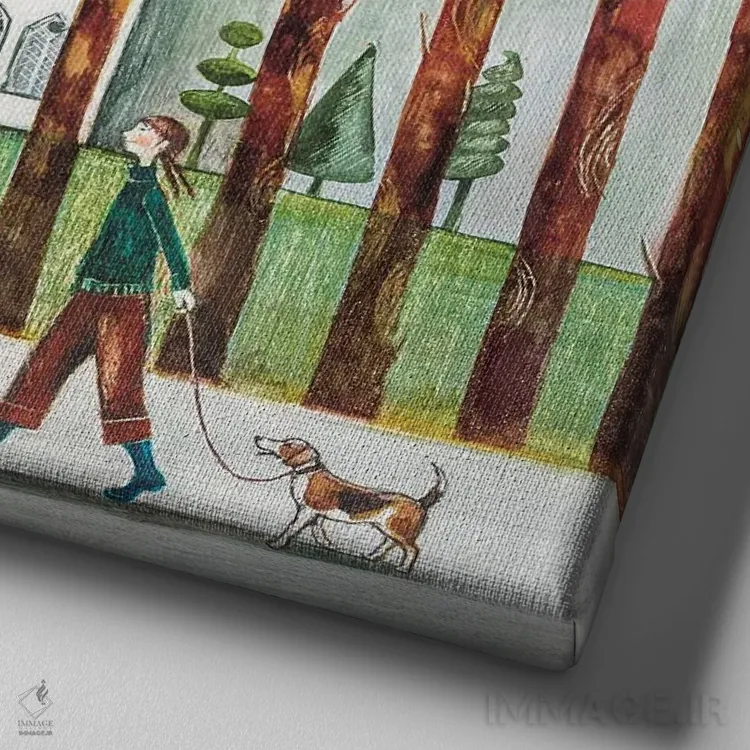 تابلو دکوراتیو با غرور قدم زدن اثر جو رام - نمای نزدیک بافت بوم
