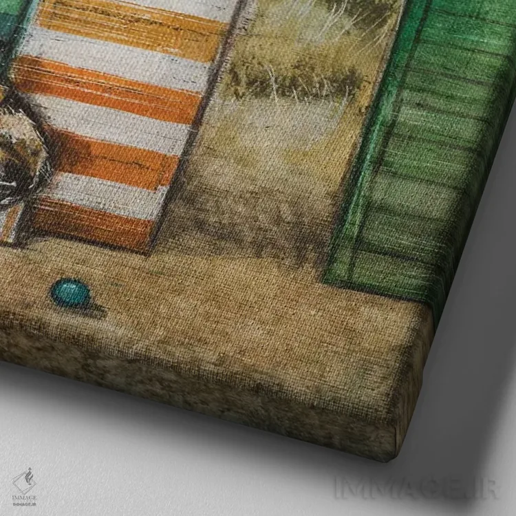 تابلو دکوراتیو روزهای ساحل اثر جو رام - نمای نزدیک بافت بوم