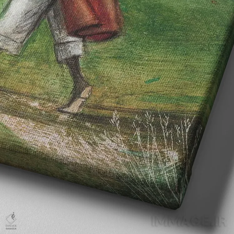 تابلو دکوراتیو پیاده روی کنار صخره اثر جو رام - نمای نزدیک بافت بوم