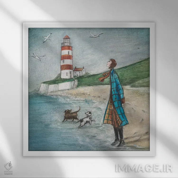 تابلو دکوراتیو نسیم غربی اثر جو رام - نمای قابدار سفید