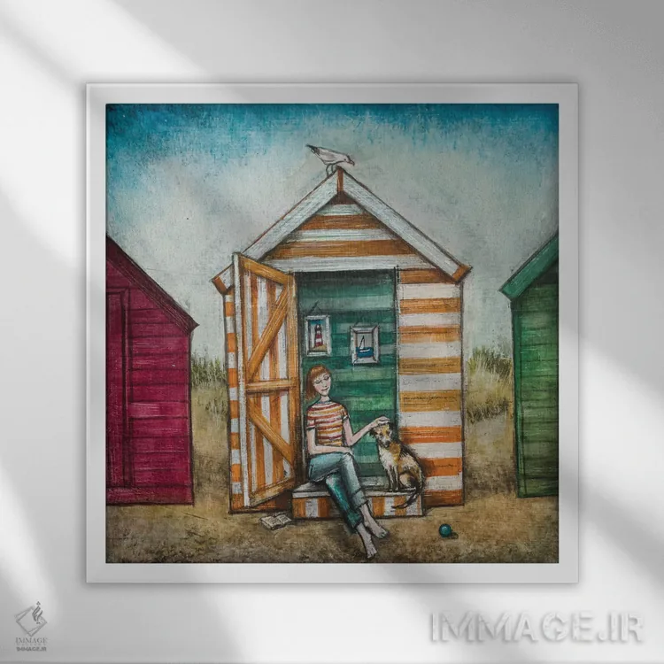 تابلو دکوراتیو روزهای ساحل اثر جو رام - نمای قابدار سفید