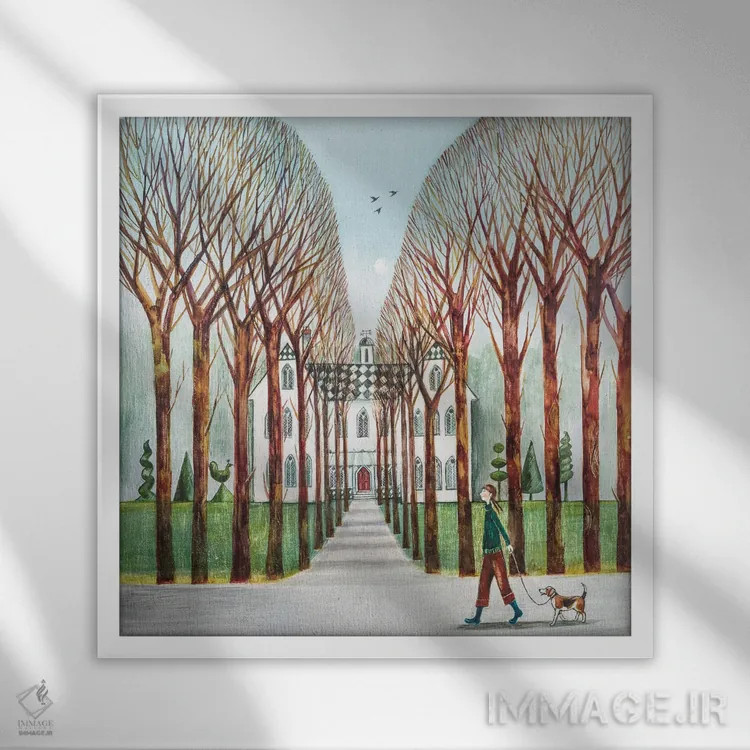 تابلو دکوراتیو با غرور قدم زدن اثر جو رام - نمای قابدار سفید