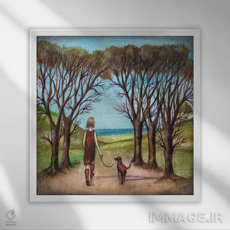 تابلو دکوراتیو مسیر ساحل اثر جو رام - نمای قابدار سفید