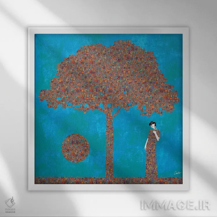 تابلو دکوراتیو دوباره فکر کن اثر خوزه کاچو - نمای قابدار سفید